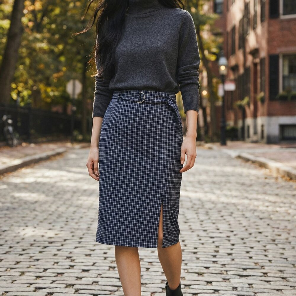 Jenna Rose Womens Black & White Houndstooth Wrap Skirt XL Polyester Rayon Blend